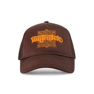 Von Dutch Foam Chopper Trucker Hat Orange Logo on Brown MSRP89
